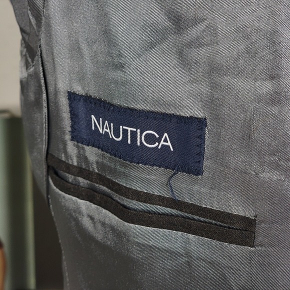 Nautica Men's Flannel Sport Coat Blazer Two Button Brown Striped Wool Size 40R - Picture 15 of 16